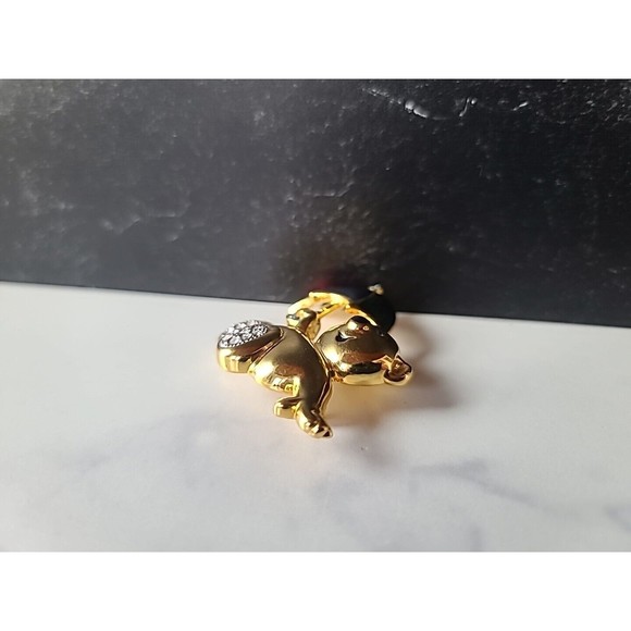 Vintage Rhinestone Teddy Bear With Umbrella Brooch - Picture 7 of 10